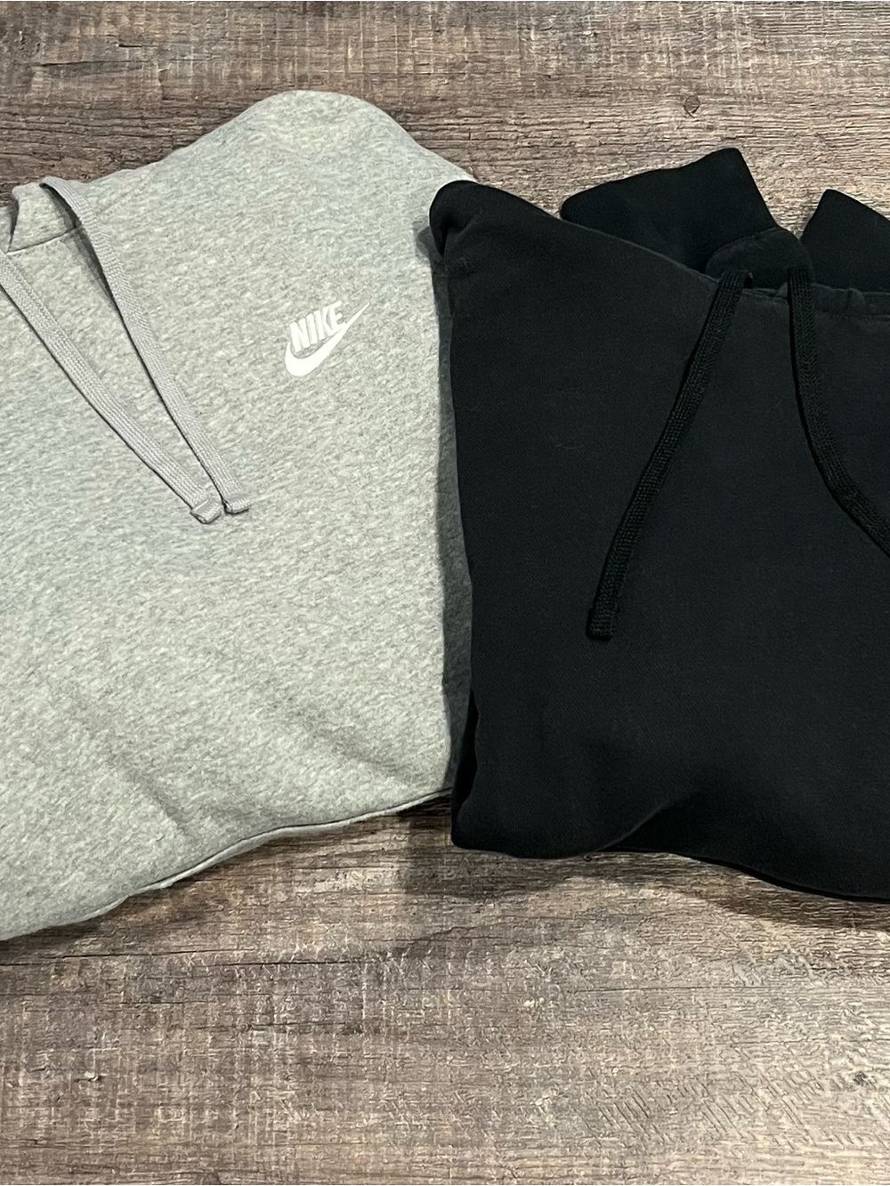 Two Nike Hoodies Gray and Black